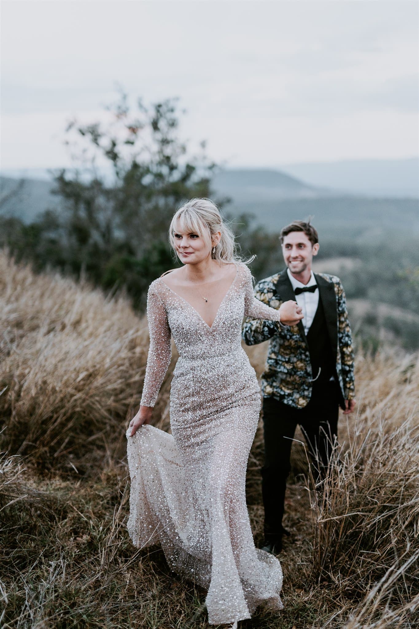 Couple pose on Toowoomba escarpment