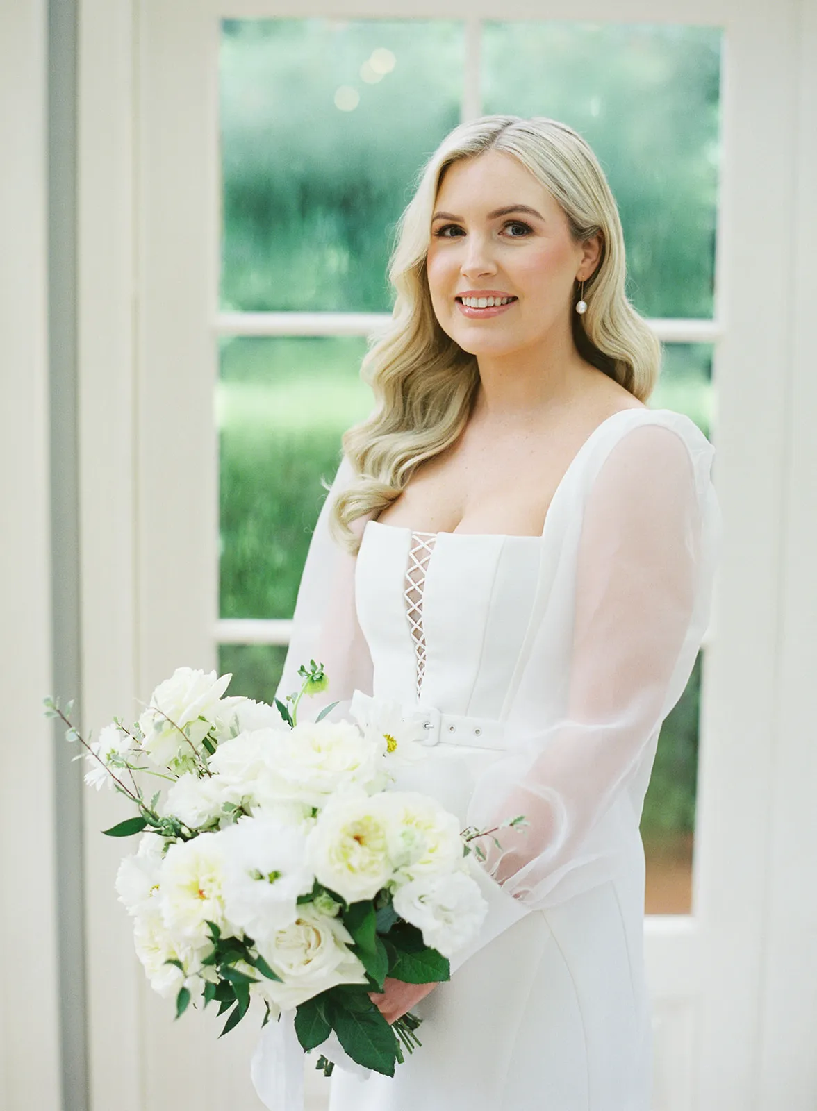 Bride holding flowers