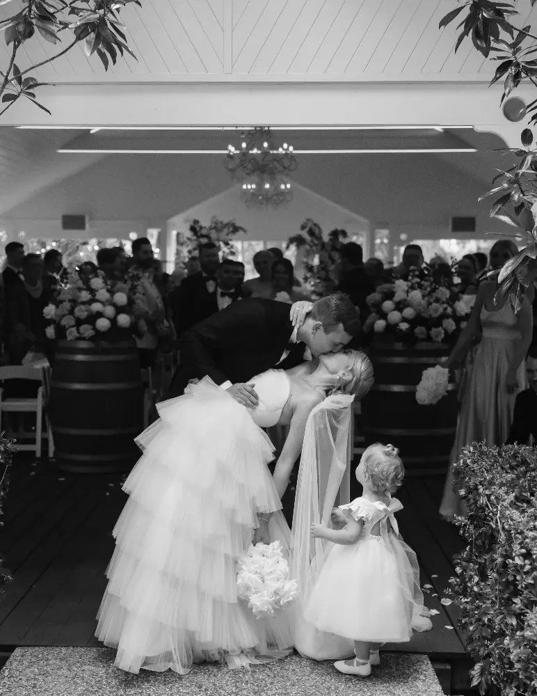 Couple kiss at the end of the Pavilion