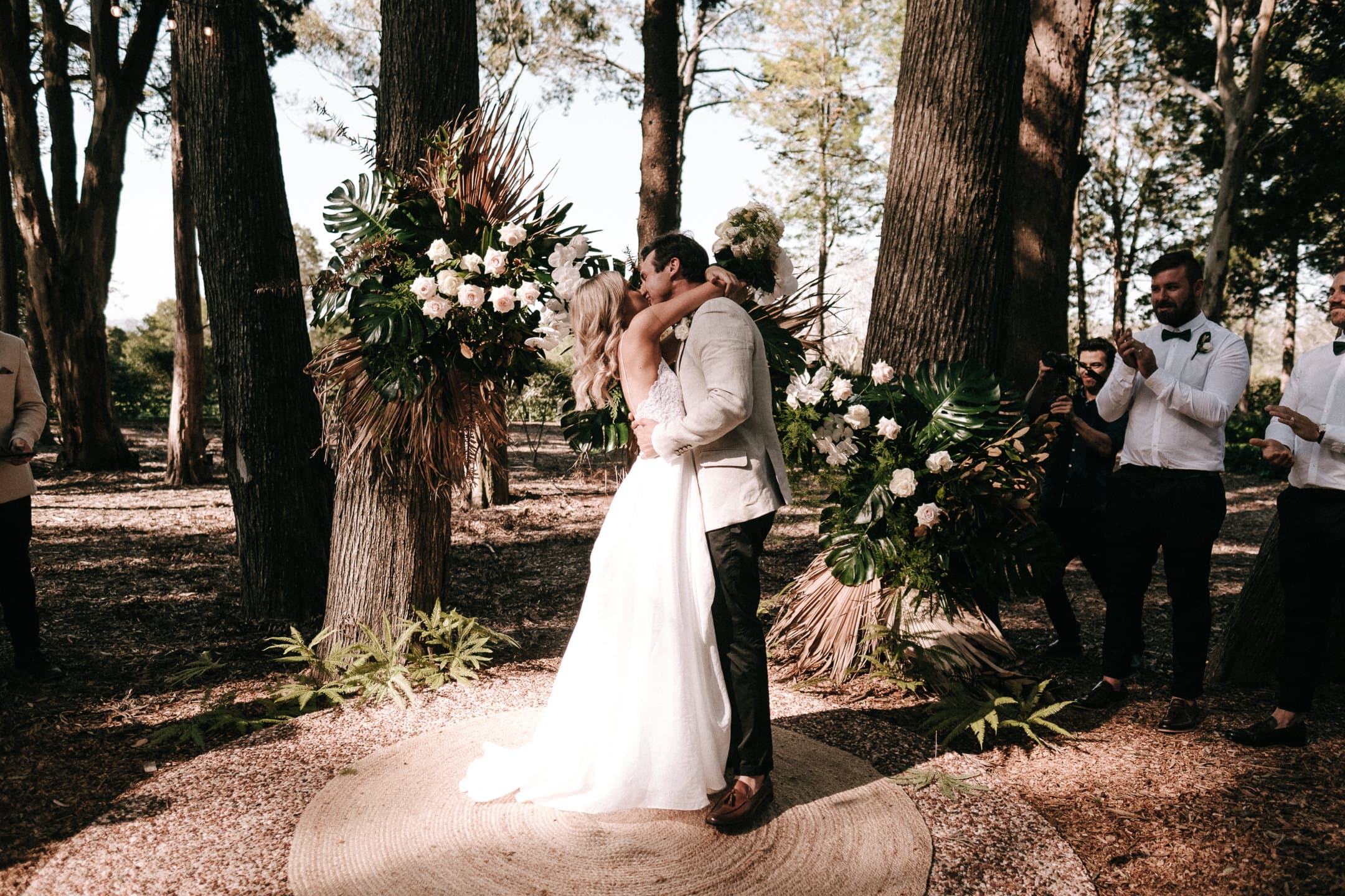 Couple embrace in The Woods