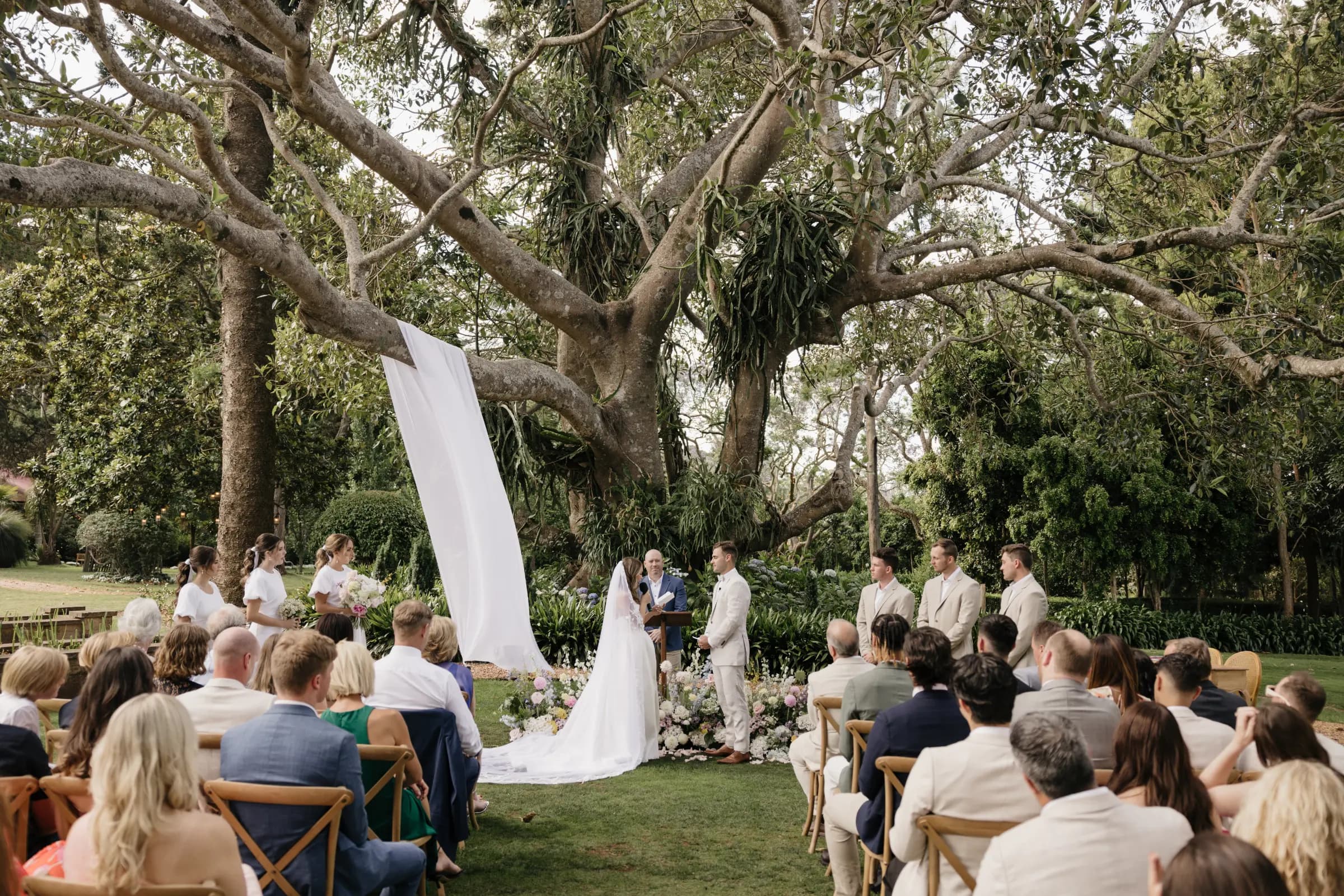 Couple marry under big tree