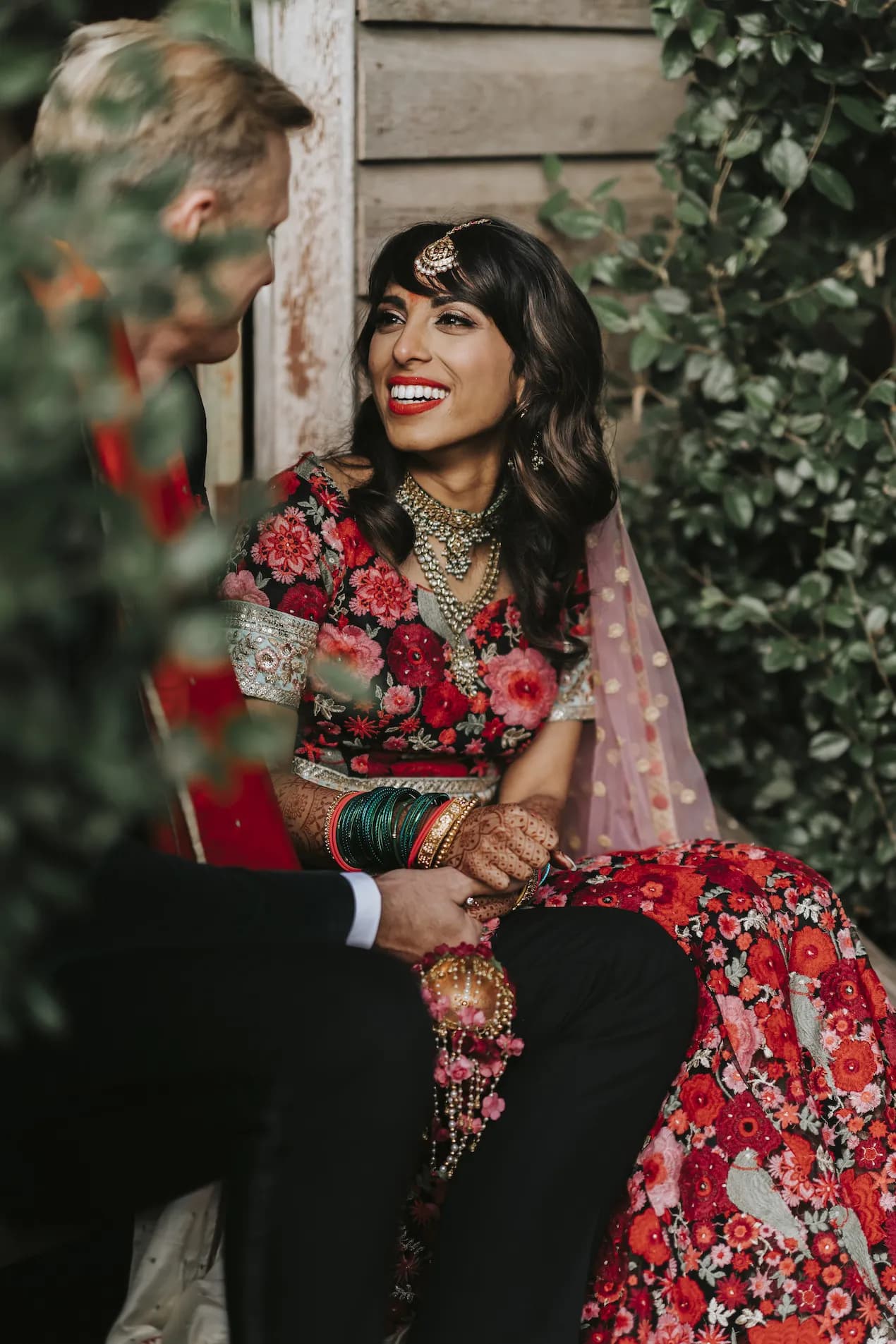 Bride with red lipstick