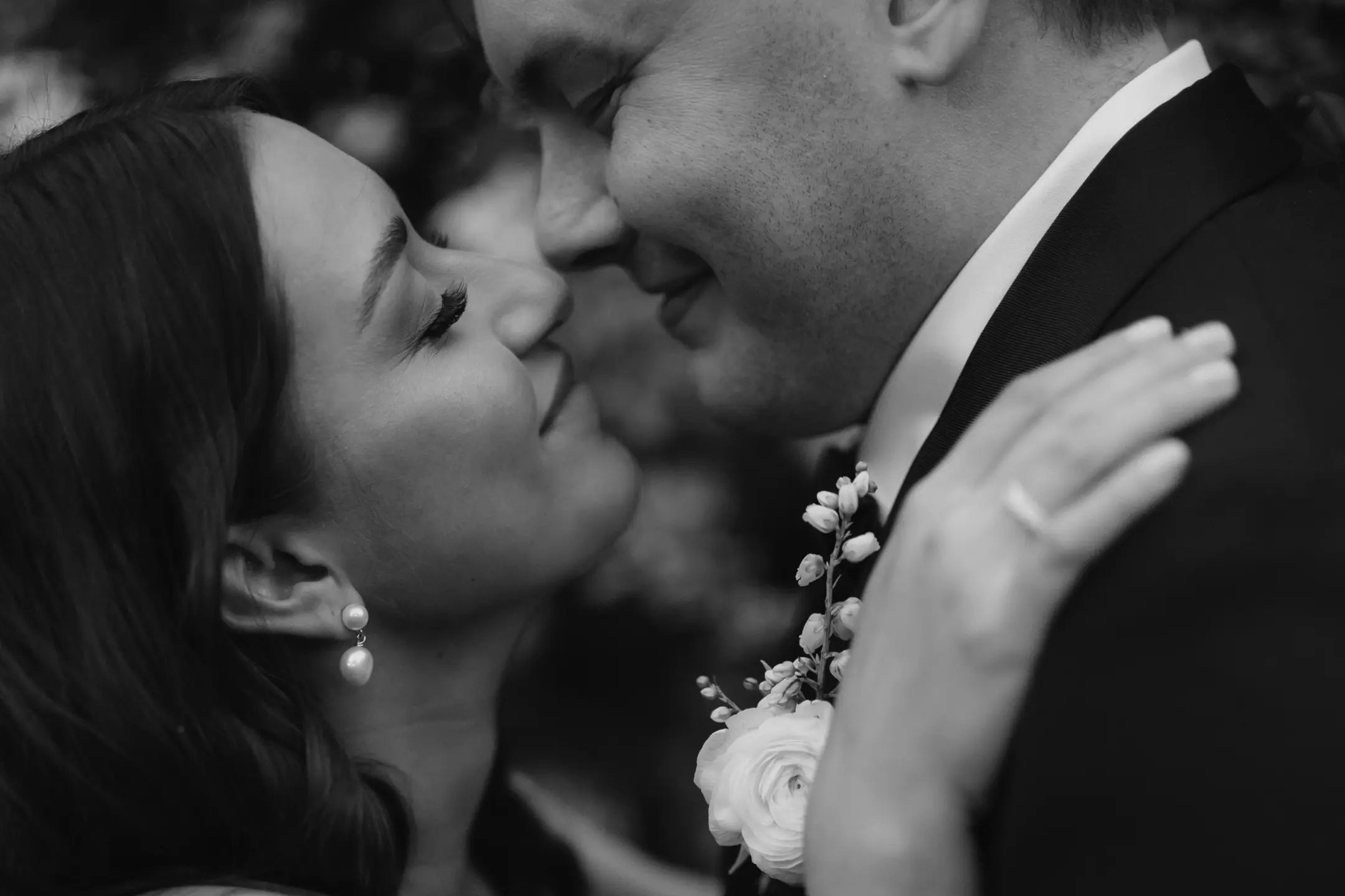 Couple kiss up close