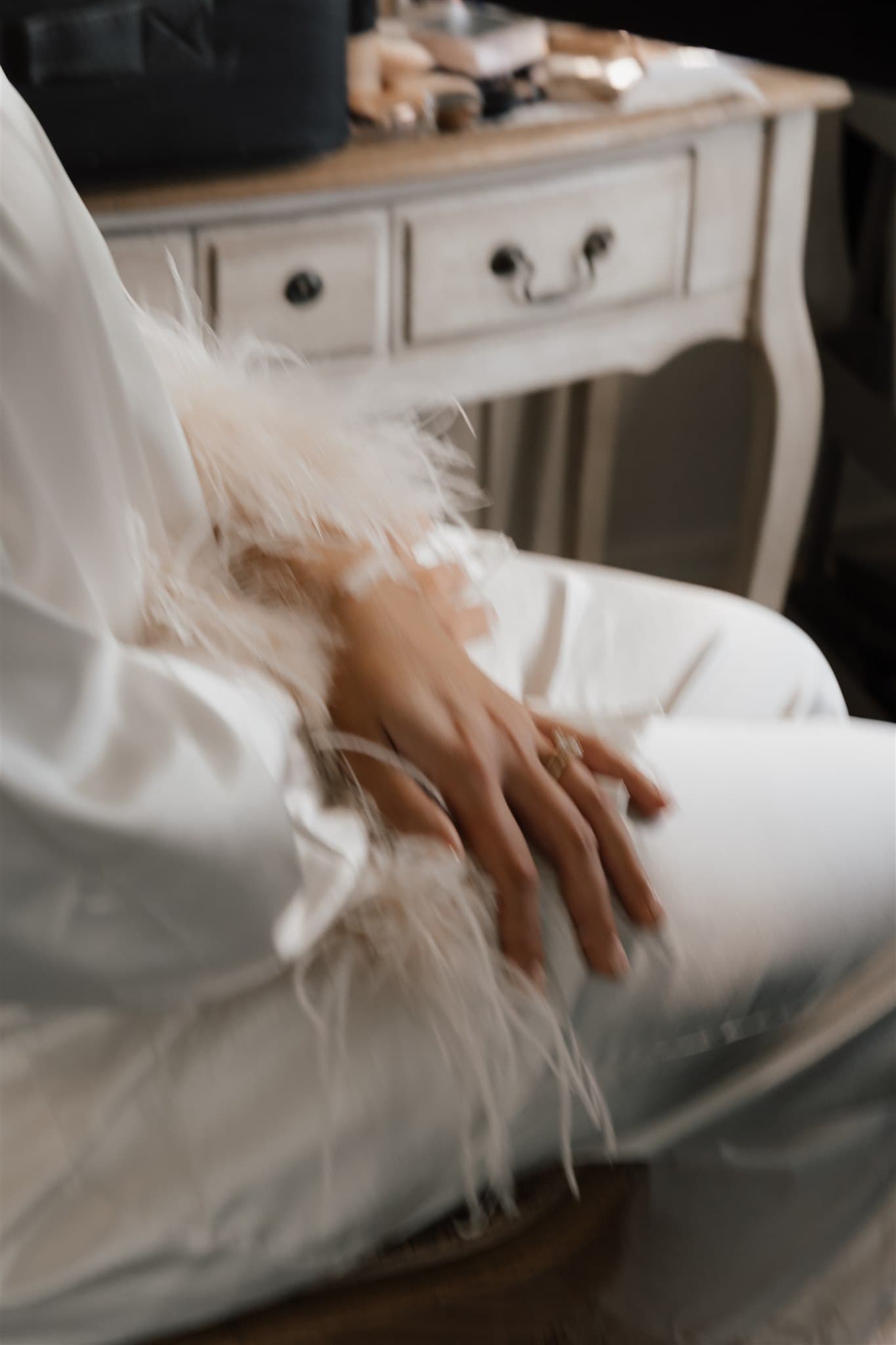 Bride wearing winter pyjamas