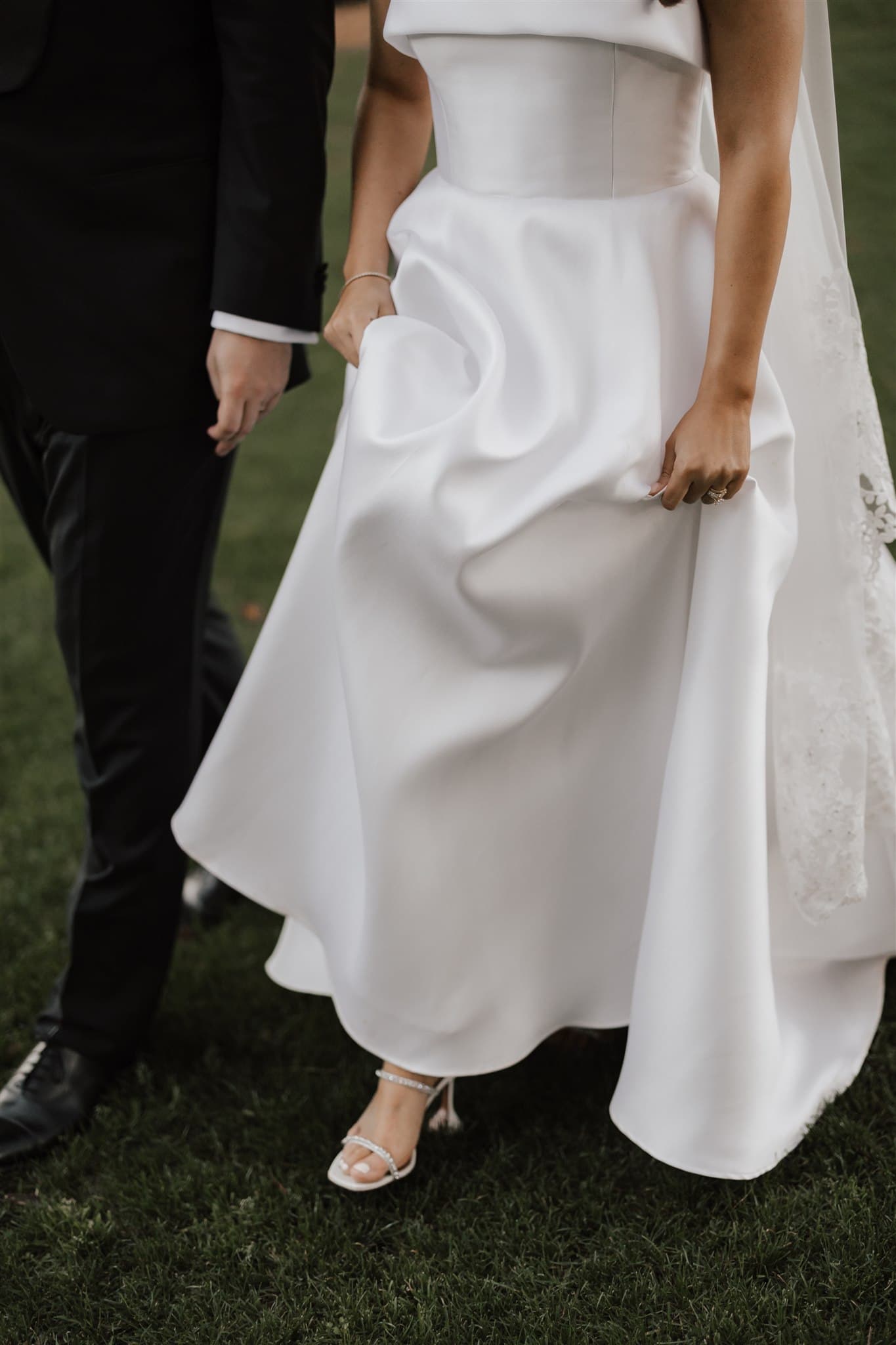 Bride walking next to groom