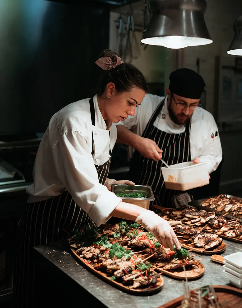 Chefs cooking in Gabbinbar kitchen