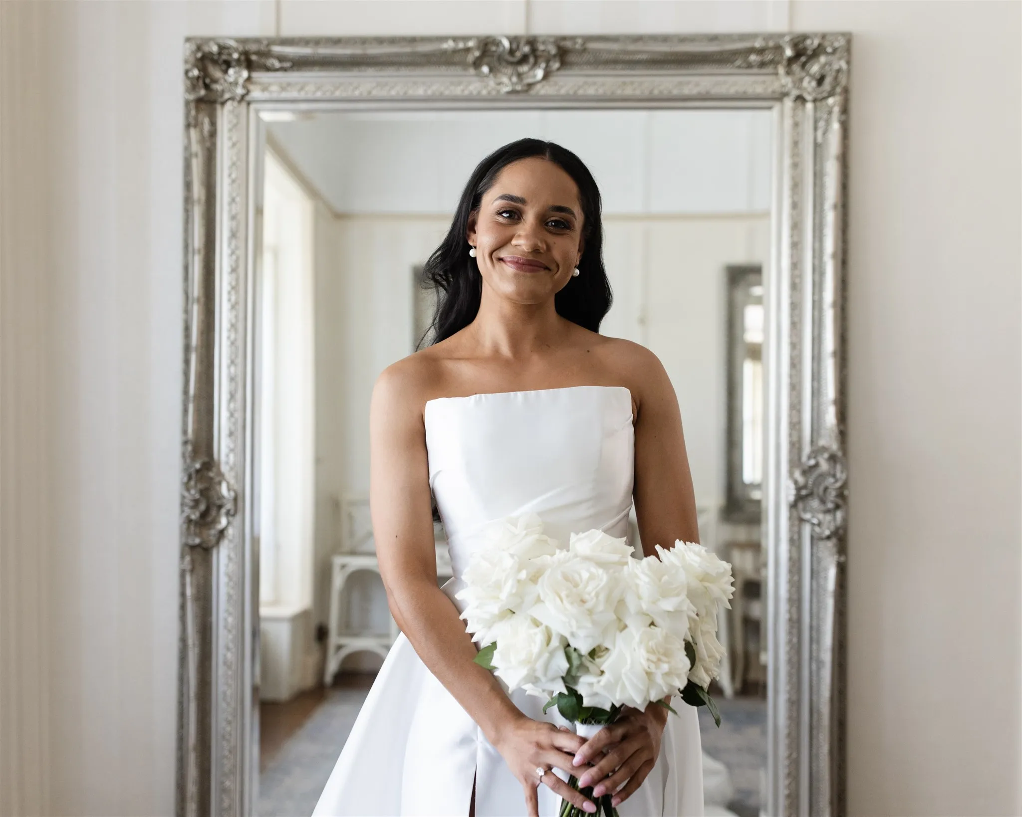 Bride holding flowers