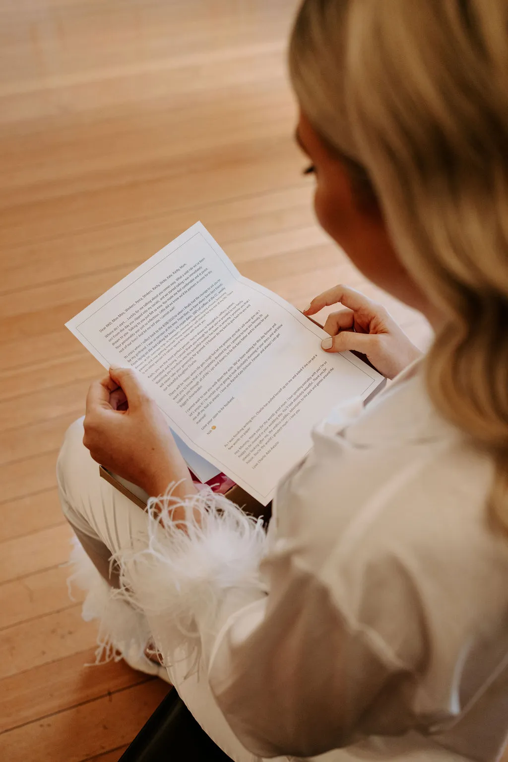 Bride reading a letter