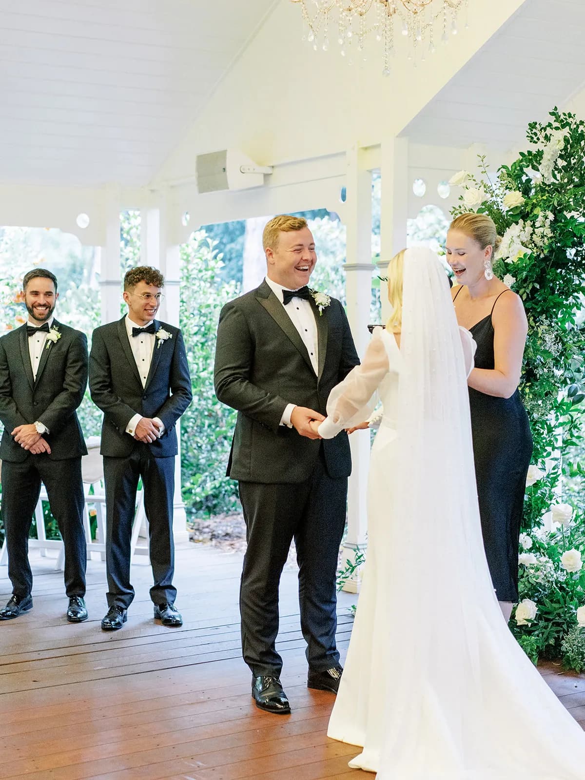 Bride and groom exchanging vows