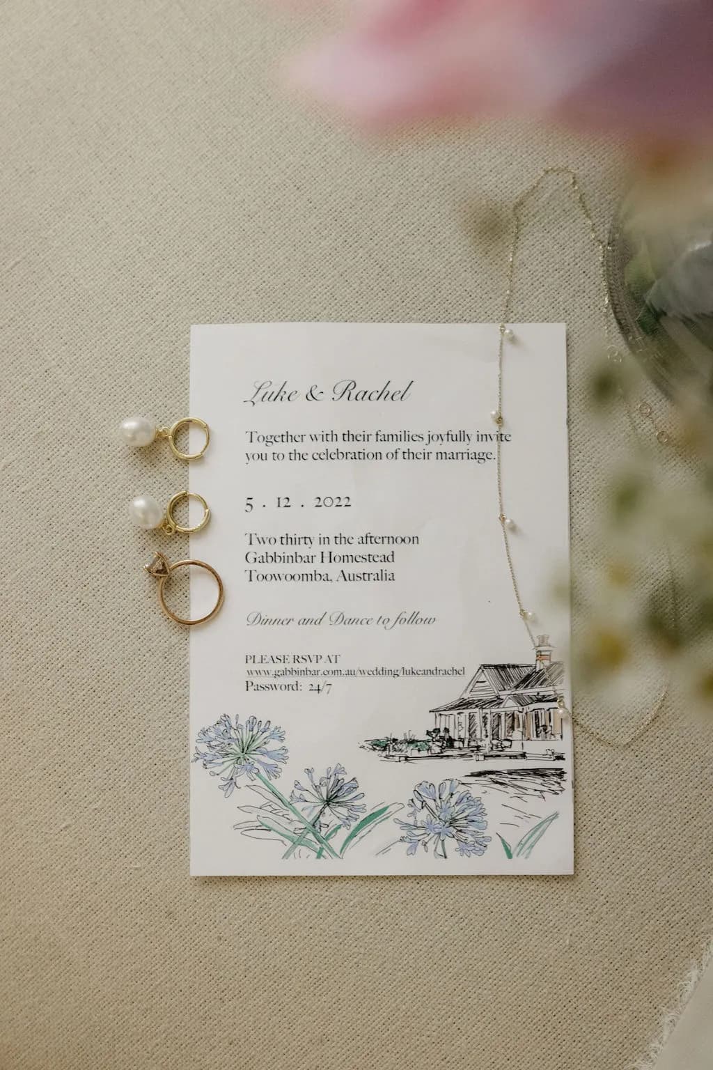 Wedding invitations and wedding rings