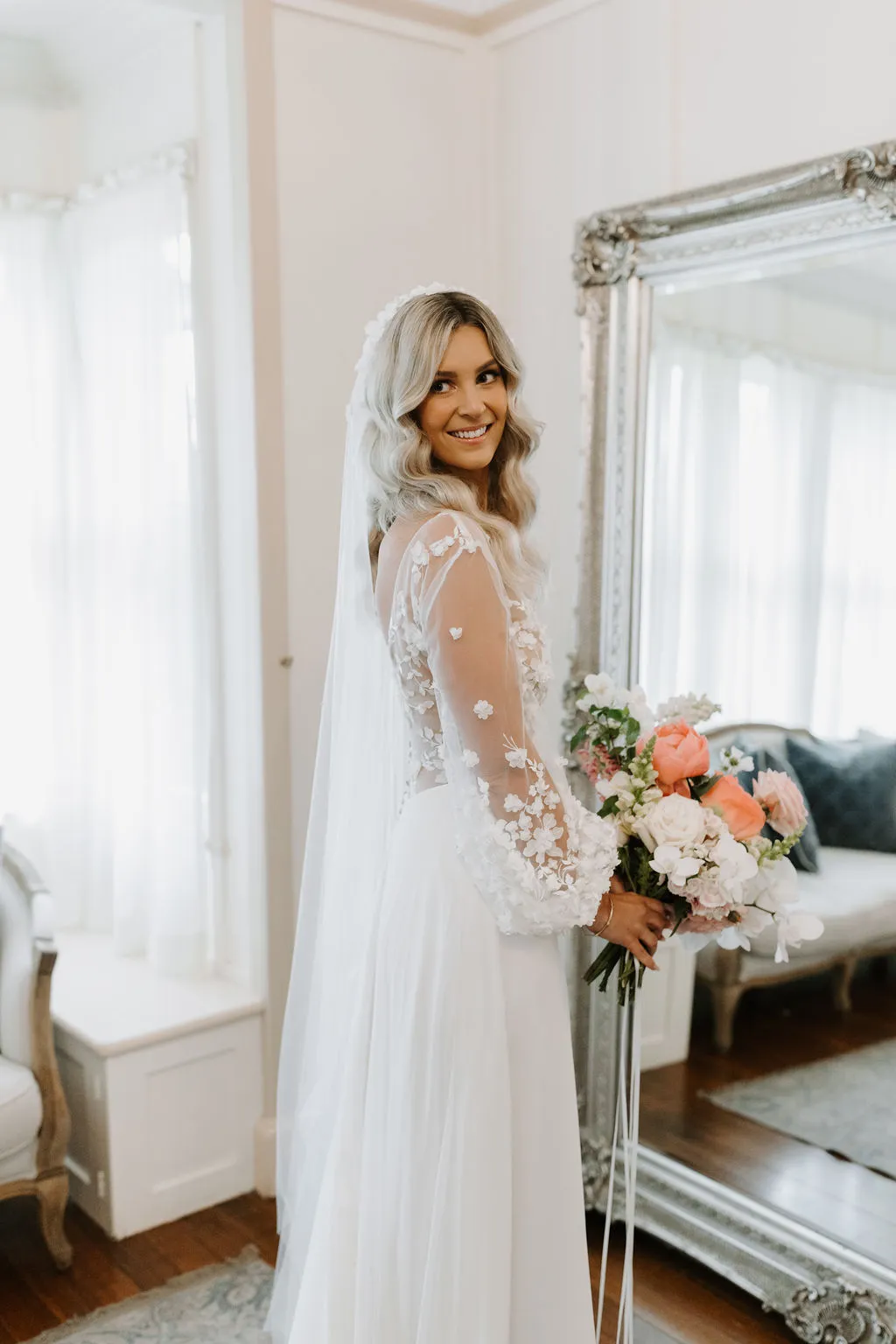 Bride holding wedding bouquet