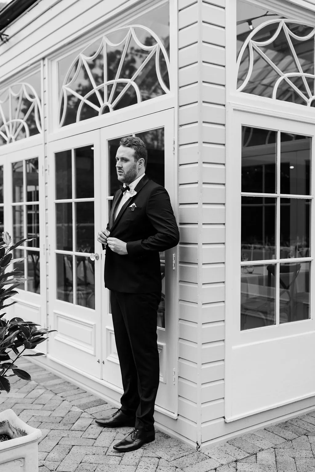 Groom standing waiting for bride