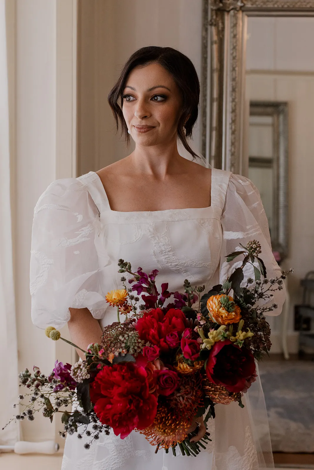 Bride holding bouquet