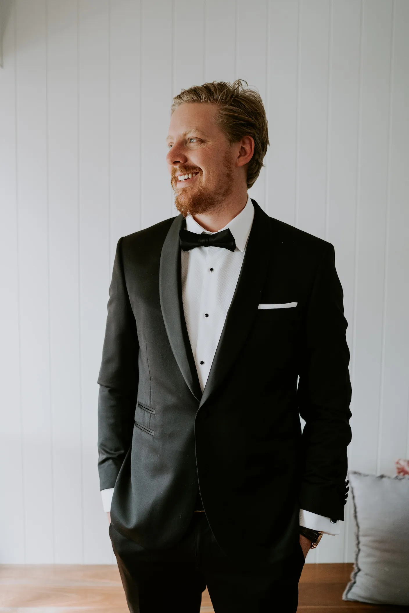 Groom dressed in suit