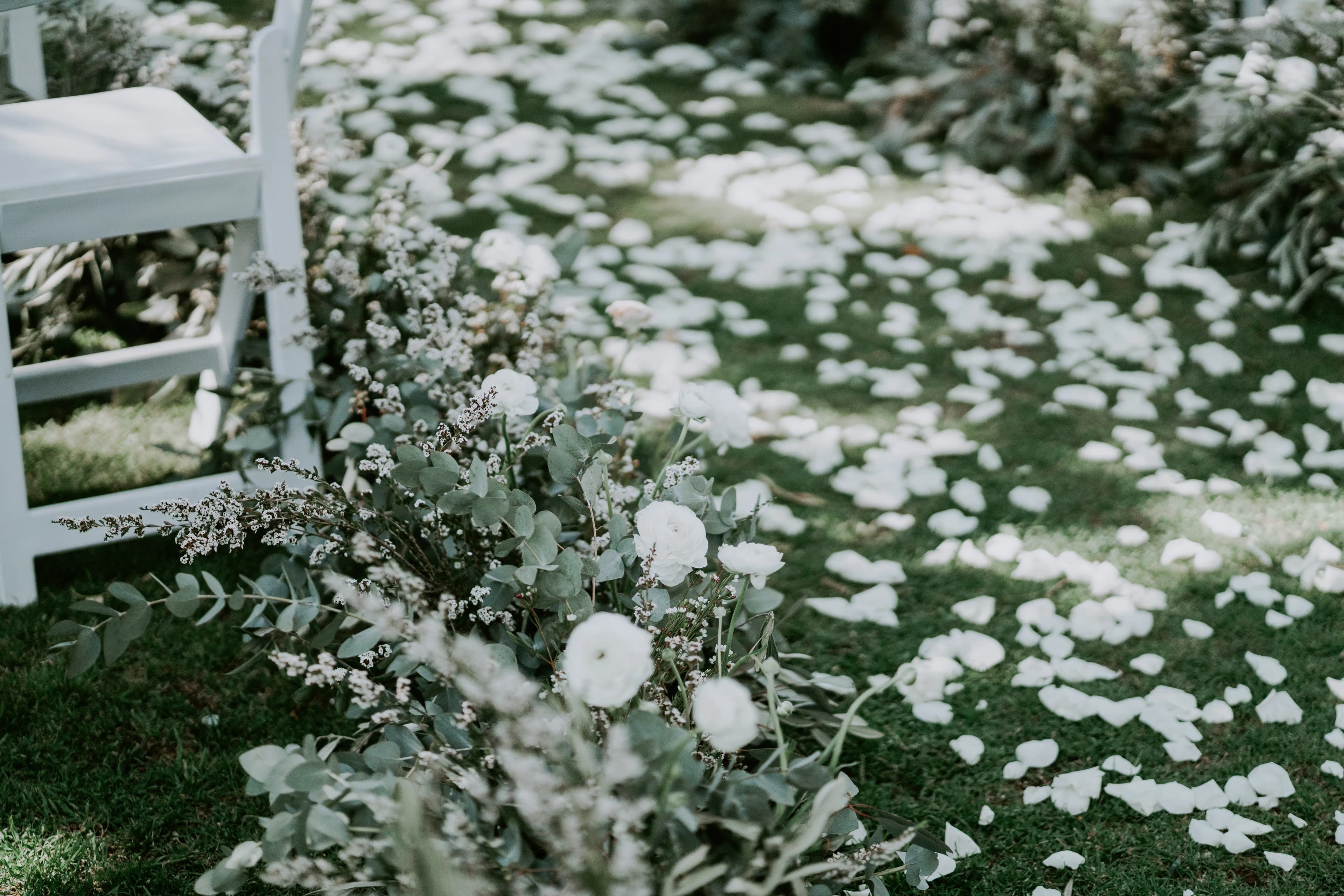 Wedding aisle with flowers