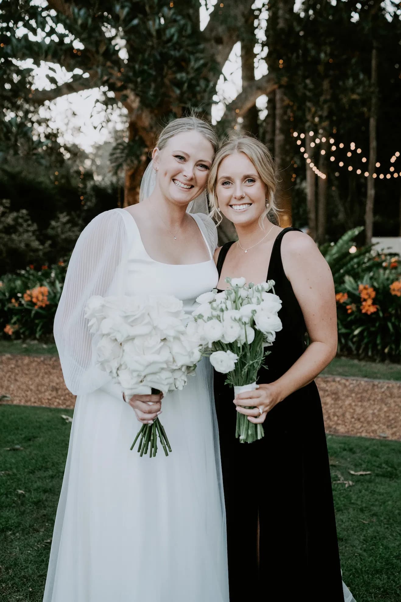 Bride and bridesmaid