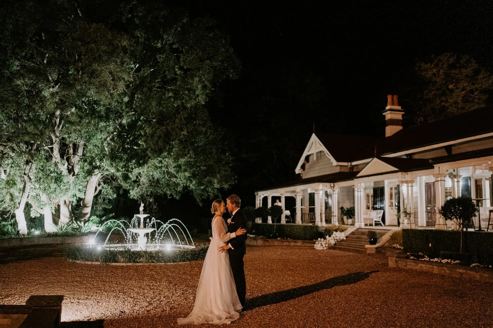 Bride and groom dancing