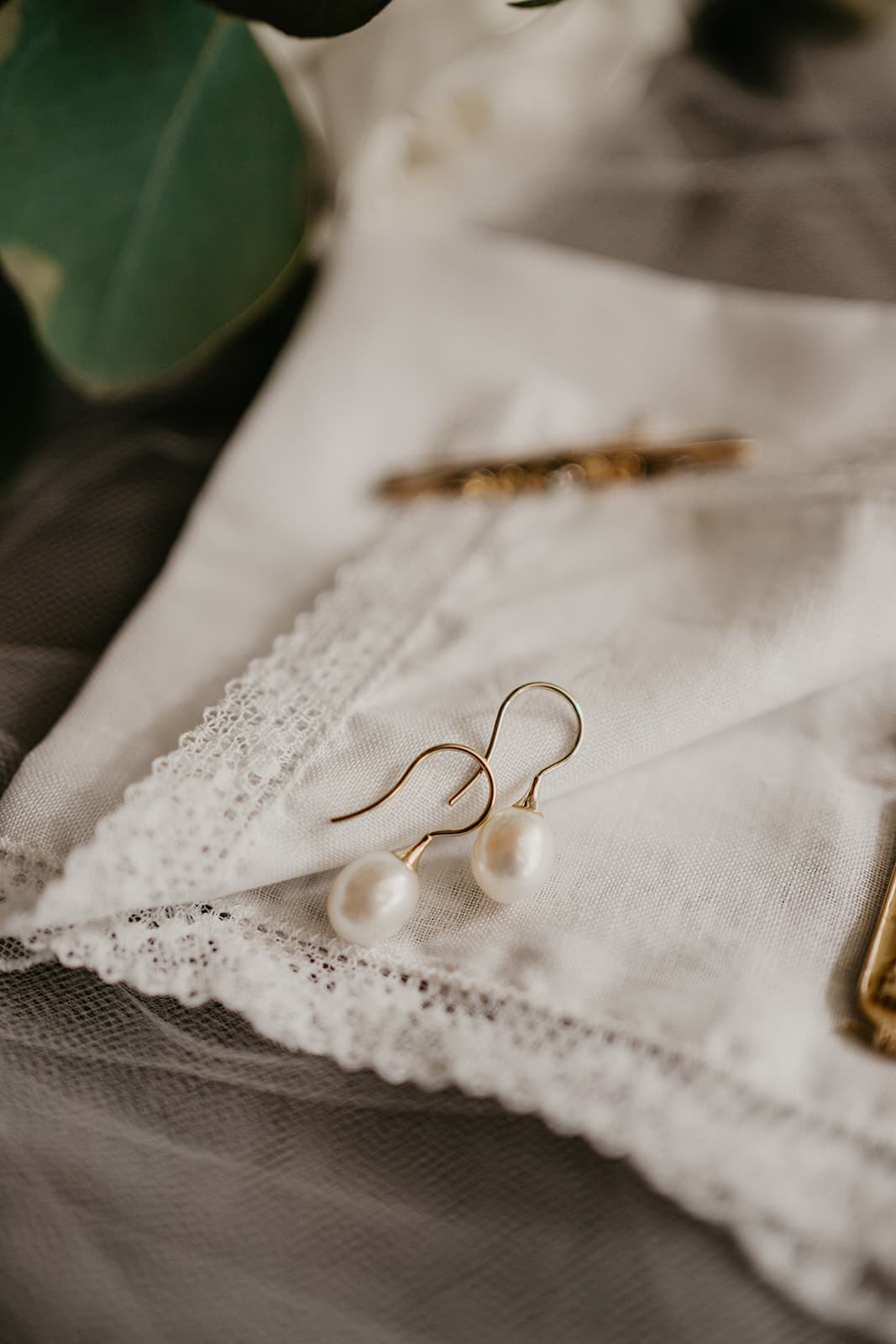 Wedding earrings and handkerchief