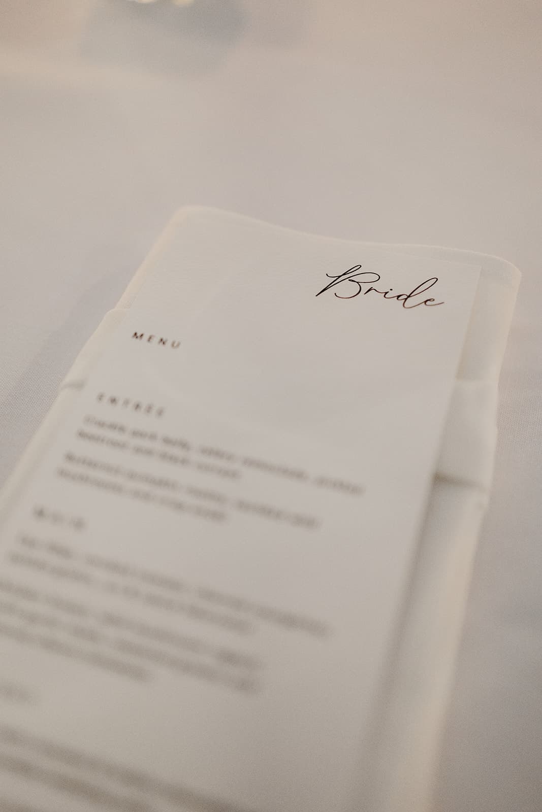 Wedding menu