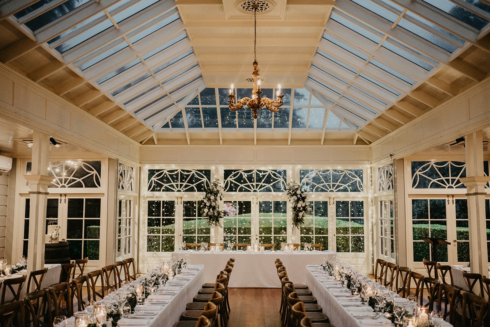 Wedding reception with fairylights