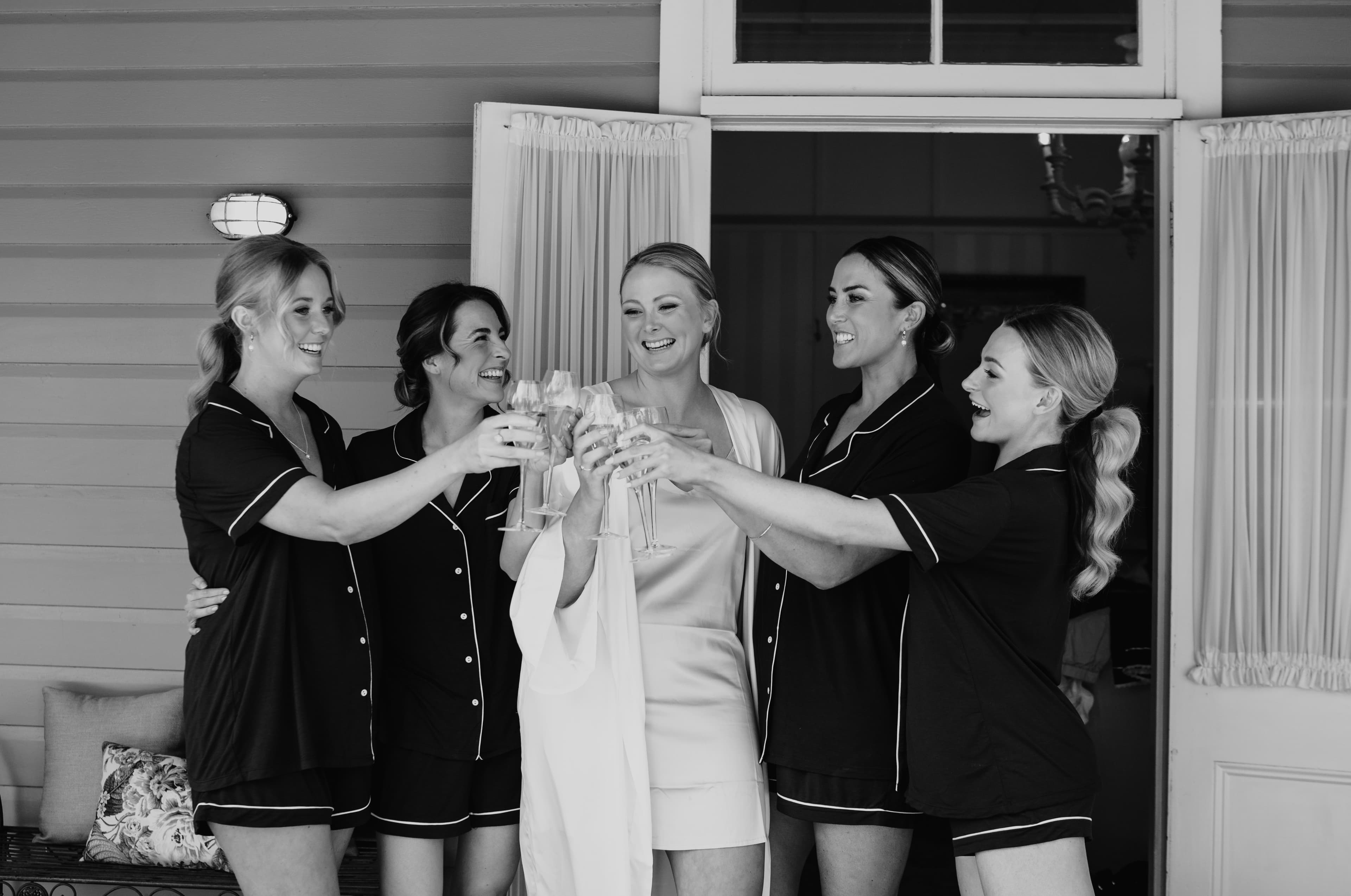 Bride and bridesmaids