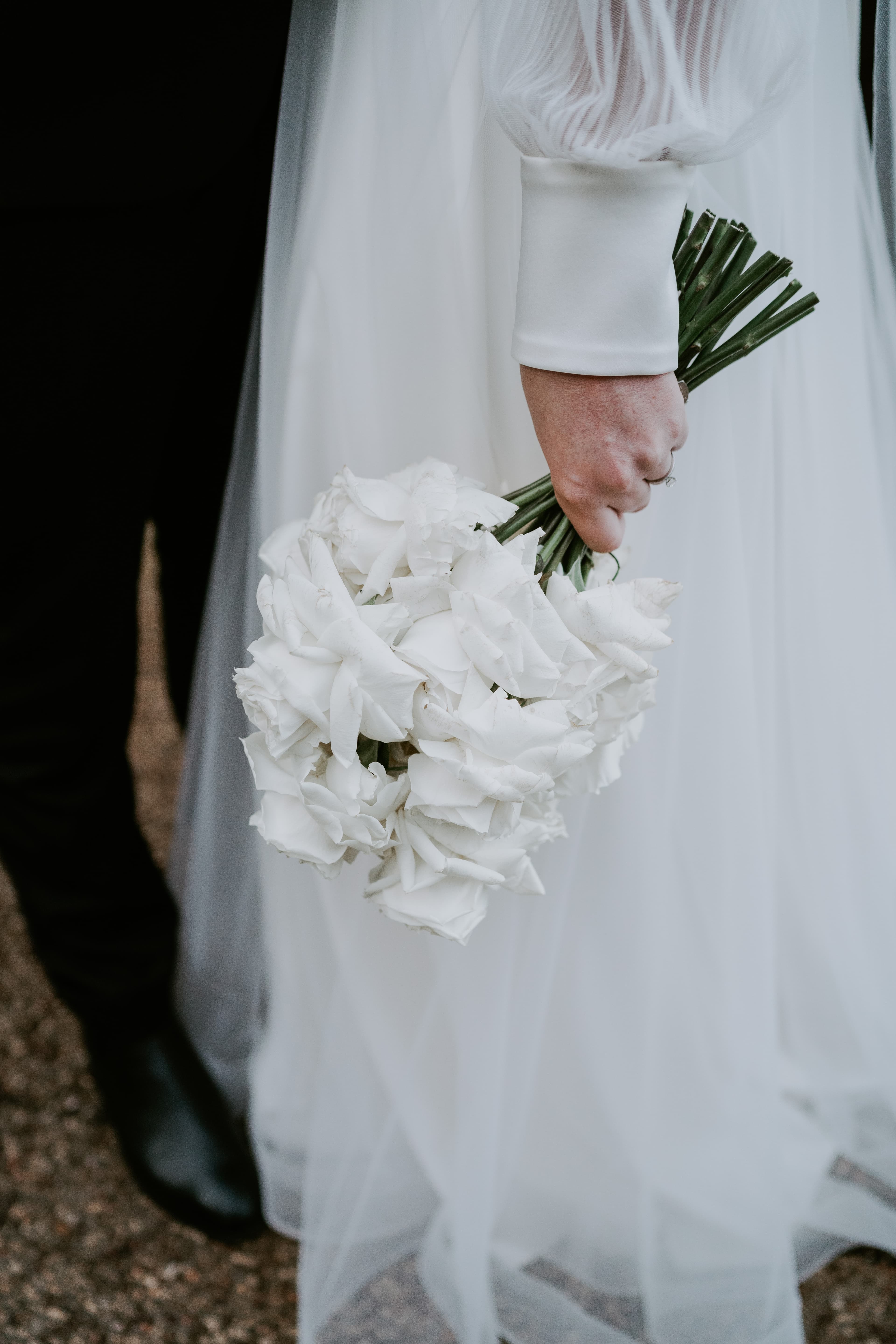 Bride holding flowers