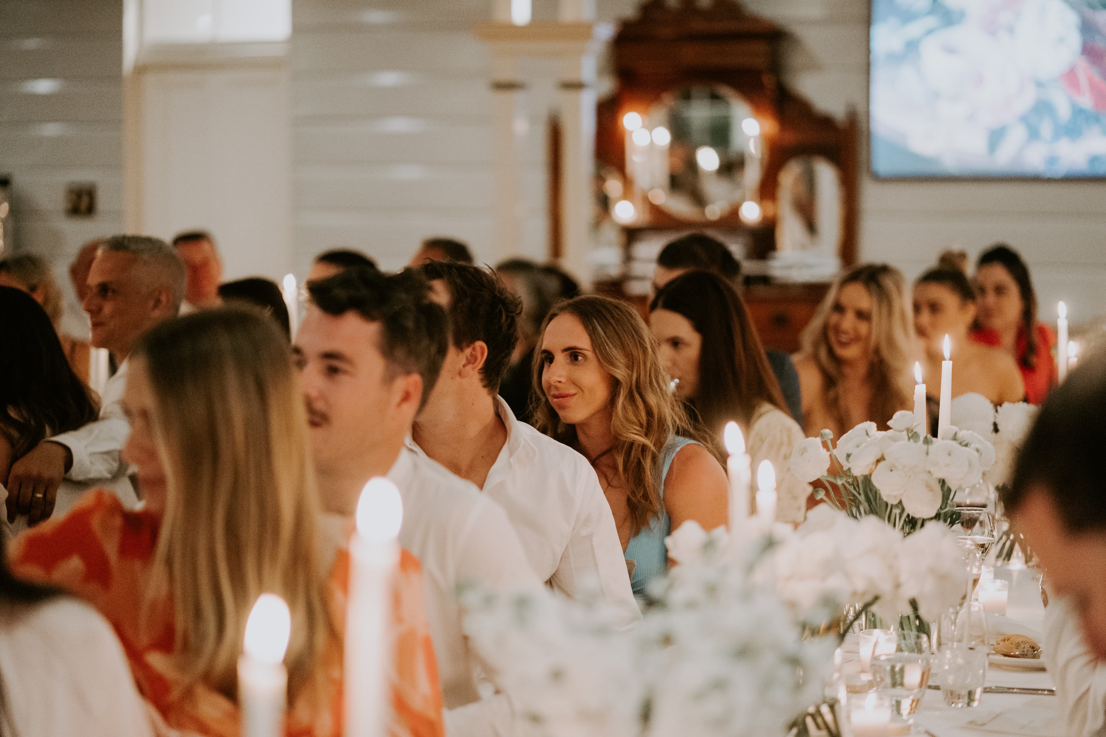 Wedding guests at wedding reception