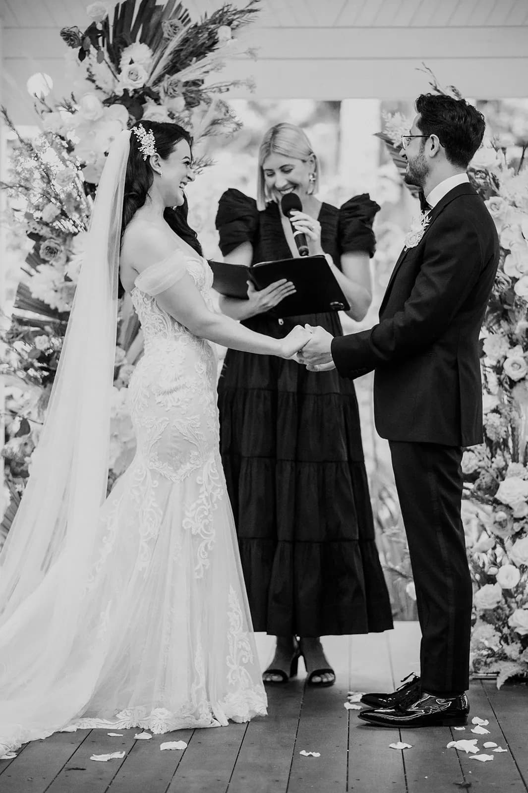 Bride and groom exchanging vows