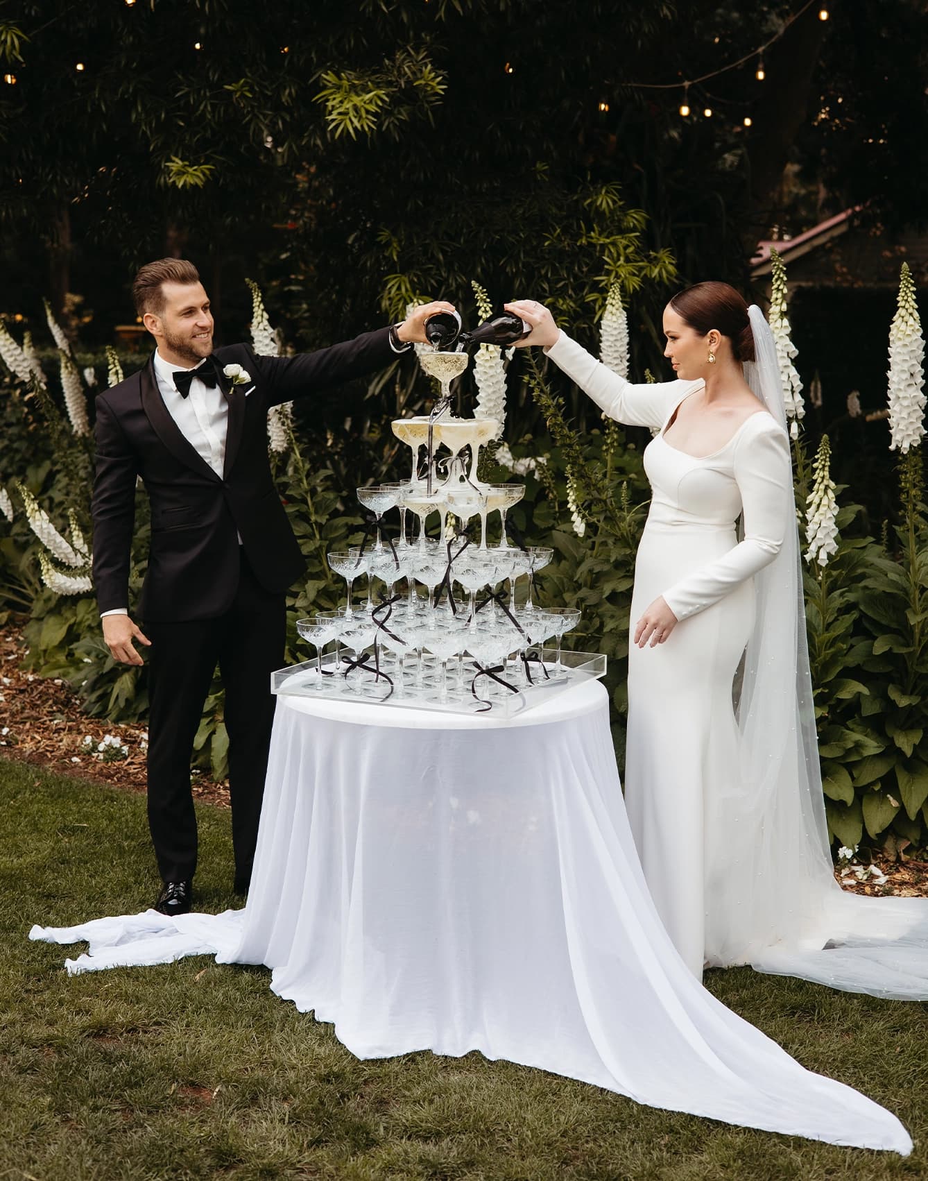 Couple celebrate in the garden party