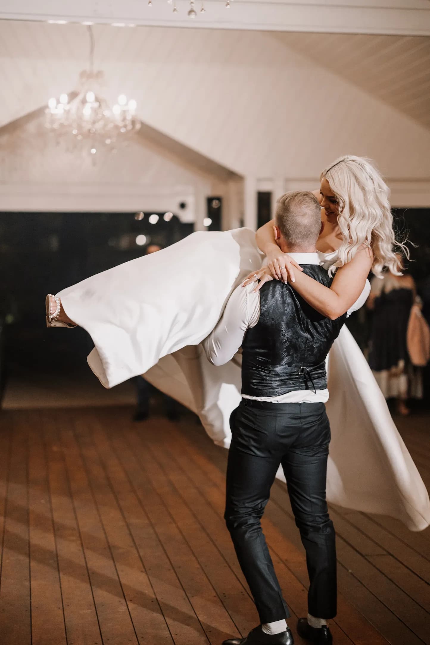 Bride and groom dancing